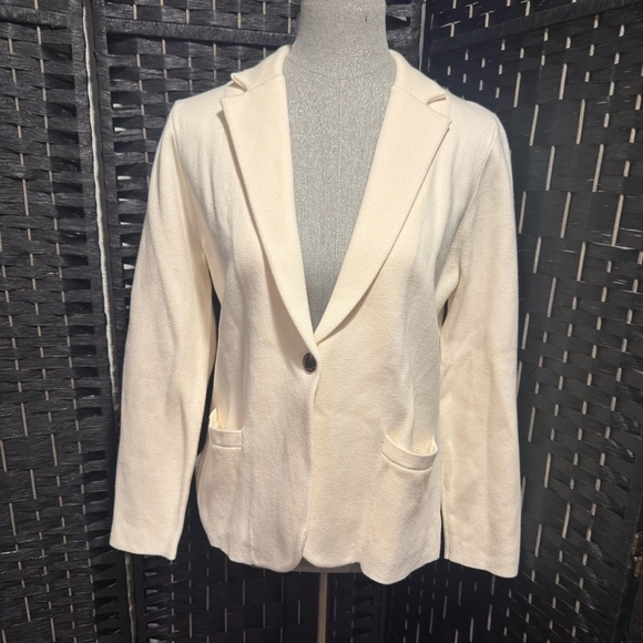 J. Crew Jackets & Blazers - J. Crew Cream Women's Sweater Blazer w pockets. NWT Sz L petite